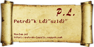 Petrák László névjegykártya