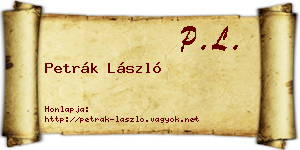 Petrák László névjegykártya